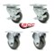 Service Caster 3.5 Inch Gray Polyurethane Swivel Top Plate Caster Set with 2 Brake 2 Rigid SCC SCC-20S3514-PPUB-TLB-TP2-2-R-2 - alternate 3